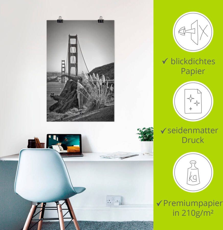 Artland Artprint San Francisco Golden Gate Bridge als artprint op linnen poster in verschillende formaten maten