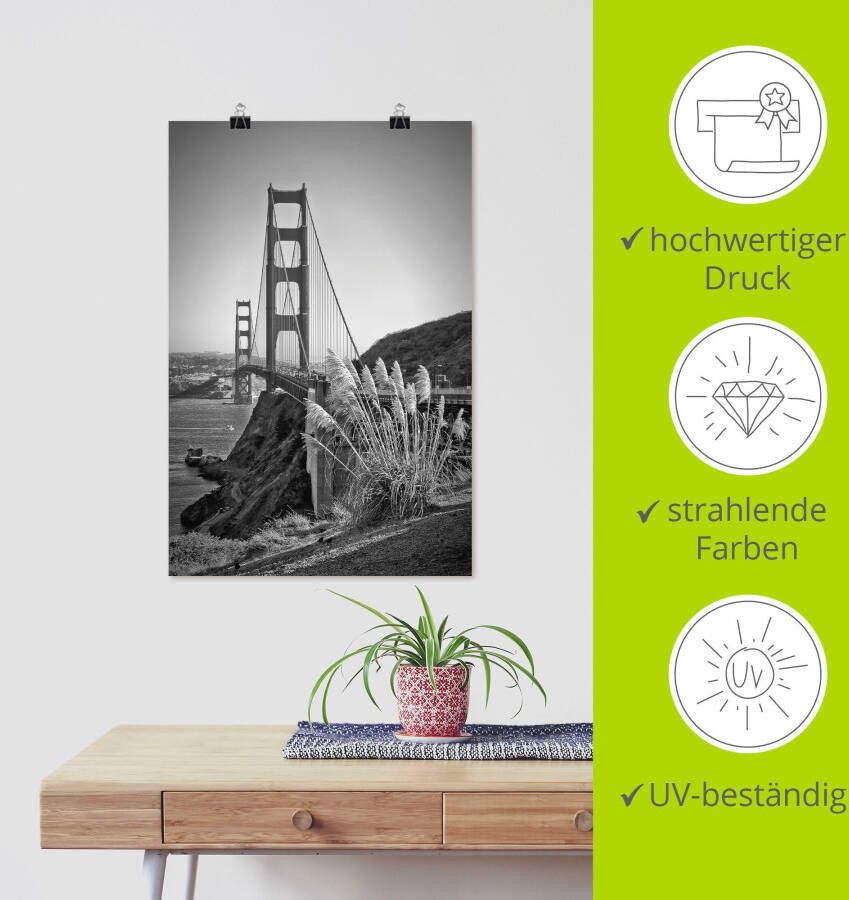 Artland Artprint San Francisco Golden Gate Bridge als artprint op linnen poster in verschillende formaten maten