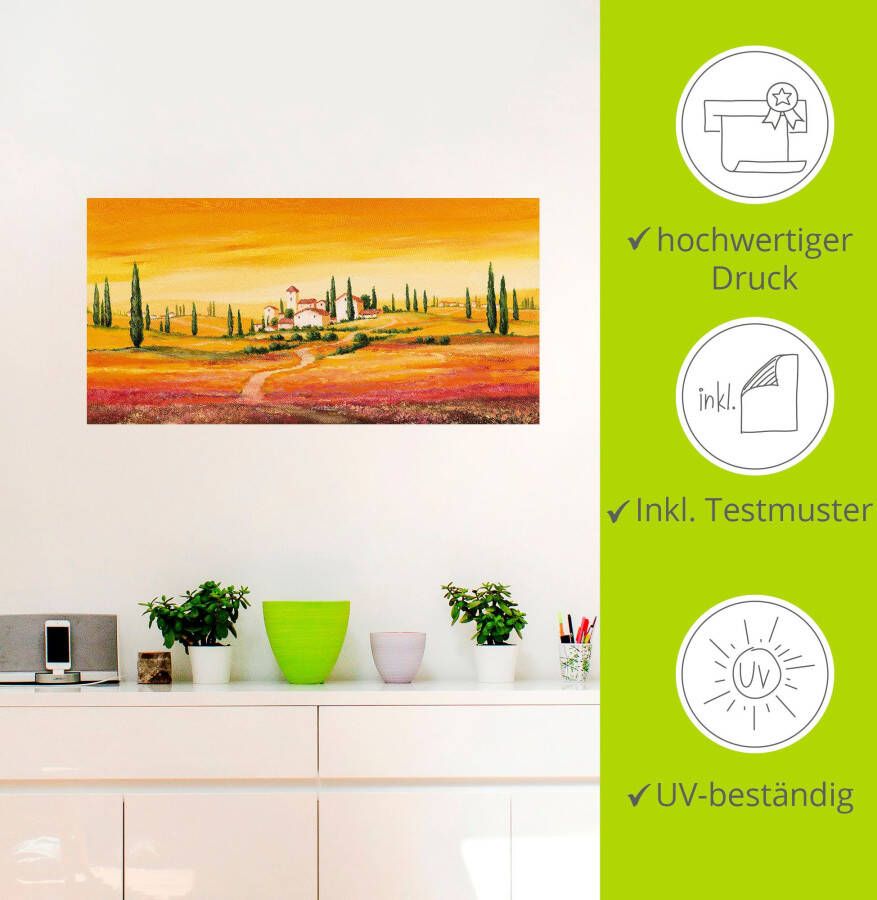 Artland Artprint Schitterend Toscaans landschap als artprint van aluminium artprint voor buiten artprint op linnen poster muursticker