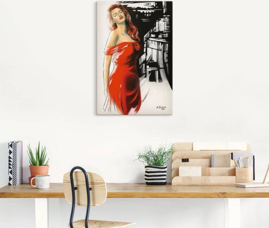 Artland Artprint Schoonheid in rode jurk als artprint van aluminium artprint voor buiten artprint op linnen poster muursticker