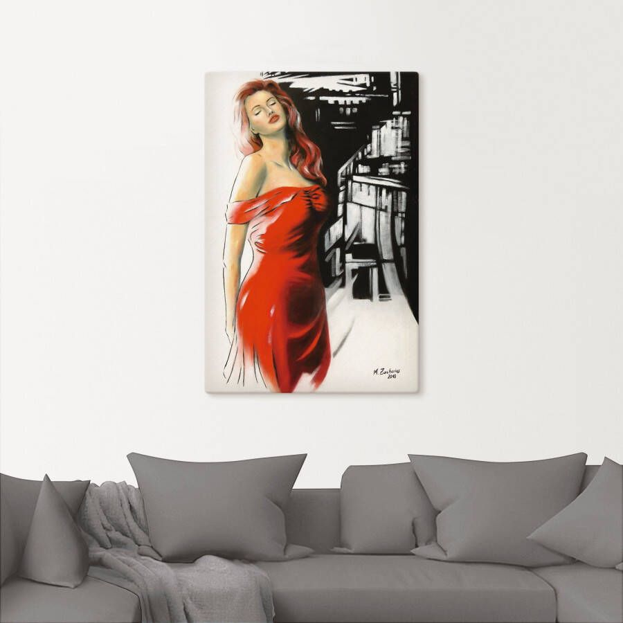 Artland Artprint Schoonheid in rode jurk als artprint van aluminium artprint voor buiten artprint op linnen poster muursticker