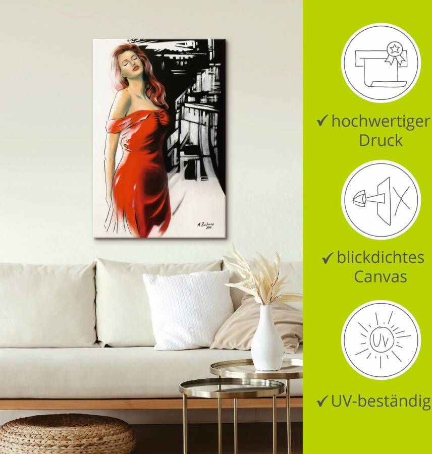 Artland Artprint Schoonheid in rode jurk als artprint van aluminium artprint voor buiten artprint op linnen poster muursticker