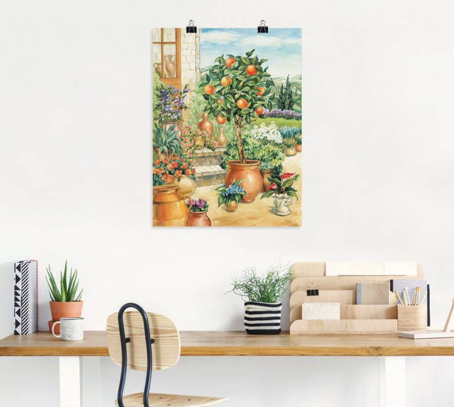 Artland Artprint Sinaasappelboompje in de tuin als artprint van aluminium artprint voor buiten artprint op linnen poster muursticker