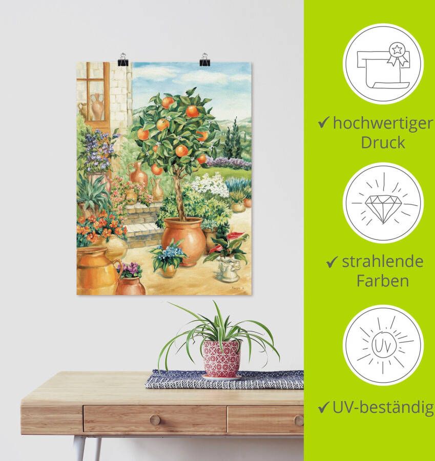 Artland Artprint Sinaasappelboompje in de tuin als artprint van aluminium artprint voor buiten artprint op linnen poster muursticker