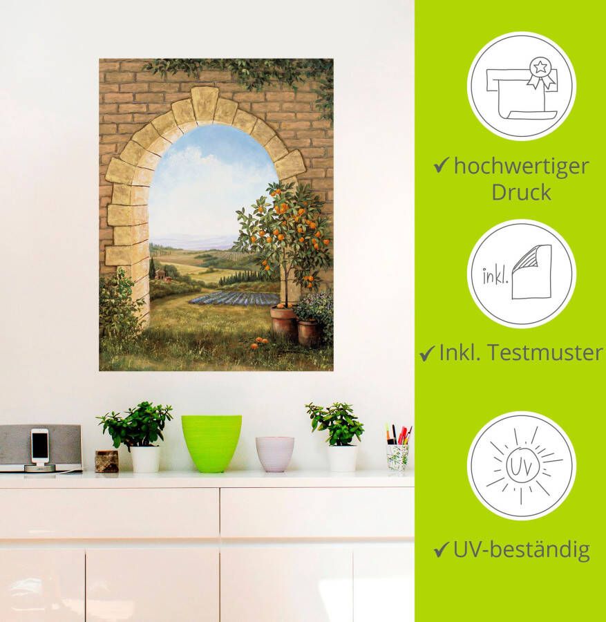 Artland Artprint Sinaasappelboompje voor de boog als artprint van aluminium artprint voor buiten artprint op linnen poster muursticker