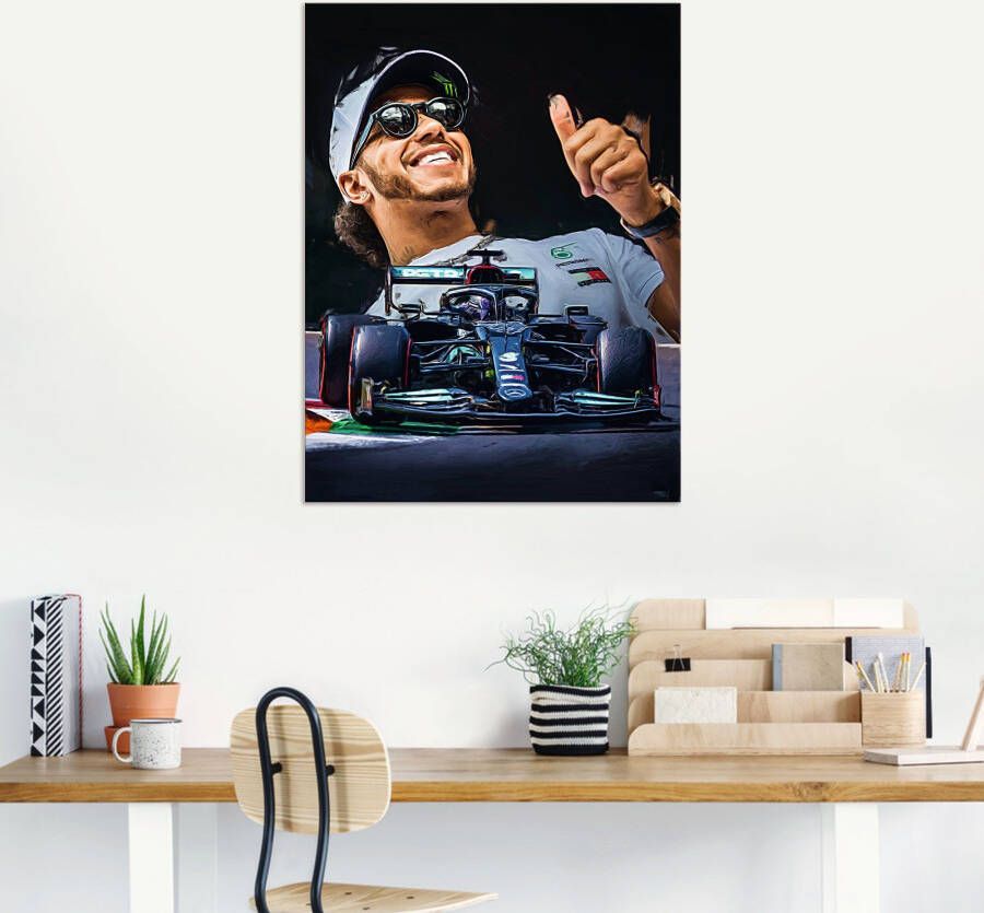 Artland Artprint Sir Lewis Hamilton alias LH44 als artprint van aluminium artprint voor buiten artprint op linnen poster in verschillende maten. maten