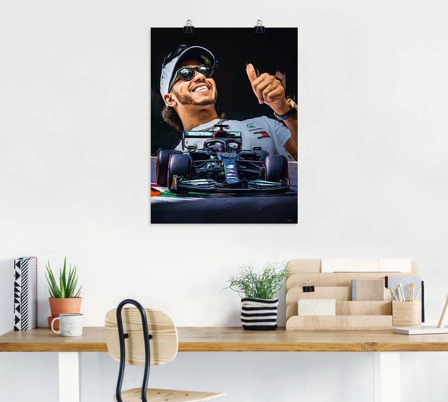 Artland Artprint Sir Lewis Hamilton alias LH44 als artprint van aluminium artprint voor buiten artprint op linnen poster in verschillende maten. maten