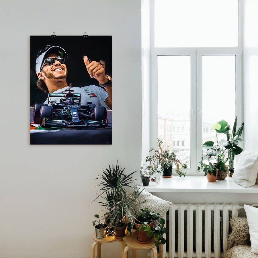 Artland Artprint Sir Lewis Hamilton alias LH44 als artprint van aluminium artprint voor buiten artprint op linnen poster in verschillende maten. maten