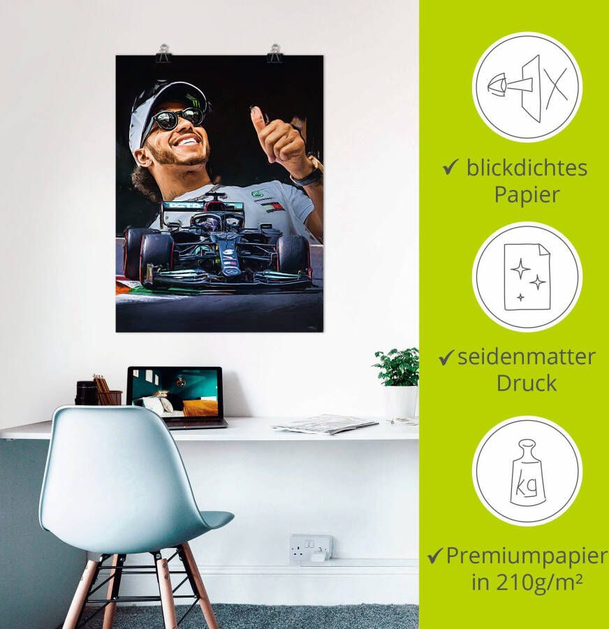 Artland Artprint Sir Lewis Hamilton alias LH44 als artprint van aluminium artprint voor buiten artprint op linnen poster in verschillende maten. maten