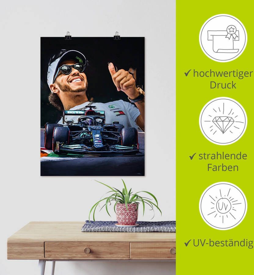 Artland Artprint Sir Lewis Hamilton alias LH44 als artprint van aluminium artprint voor buiten artprint op linnen poster in verschillende maten. maten