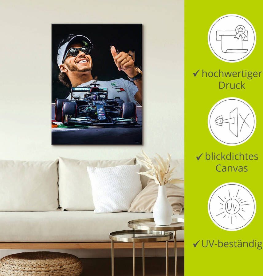 Artland Artprint Sir Lewis Hamilton alias LH44 als artprint van aluminium artprint voor buiten artprint op linnen poster in verschillende maten. maten