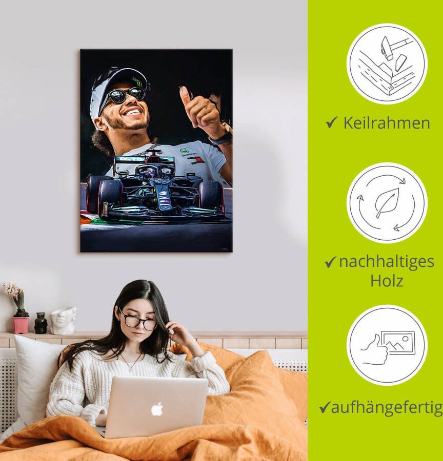 Artland Artprint Sir Lewis Hamilton alias LH44 als artprint van aluminium artprint voor buiten artprint op linnen poster in verschillende maten. maten