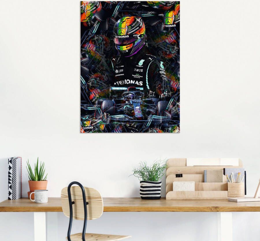 Artland Artprint Sir Lewis Hamilton motorsportlegende als artprint van aluminium artprint voor buiten artprint op linnen poster in verschillende maten. maten