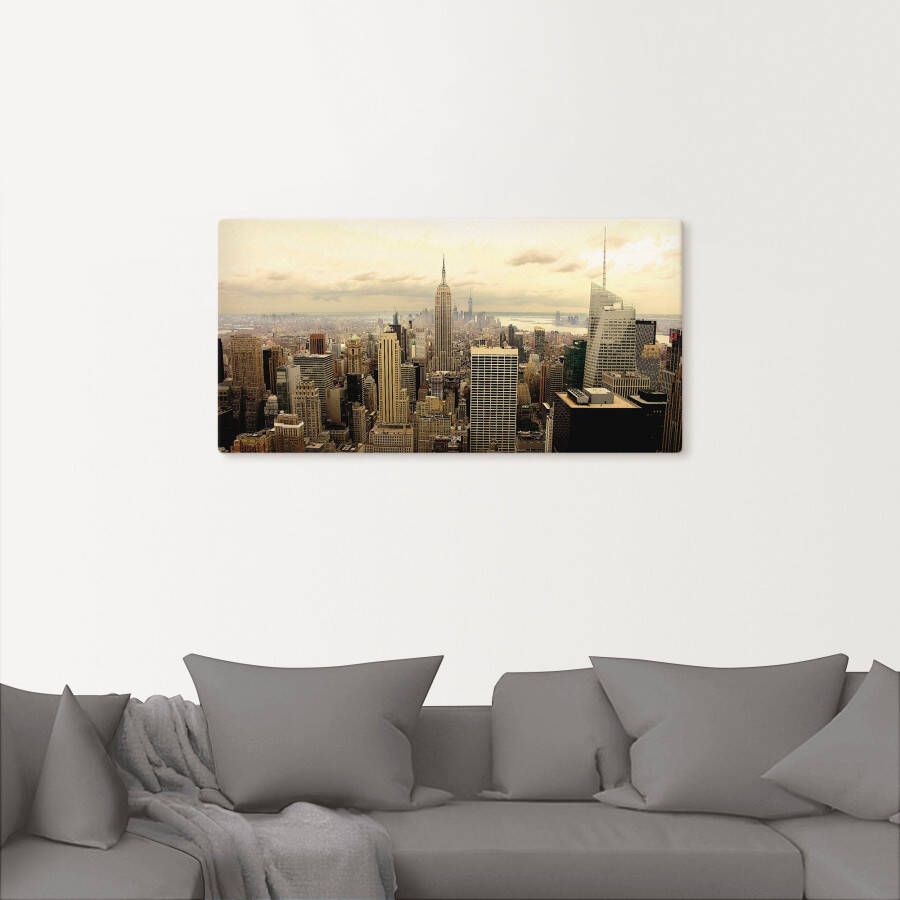 Artland Artprint Skyline Manhattan New York als artprint van aluminium artprint voor buiten artprint op linnen poster muursticker