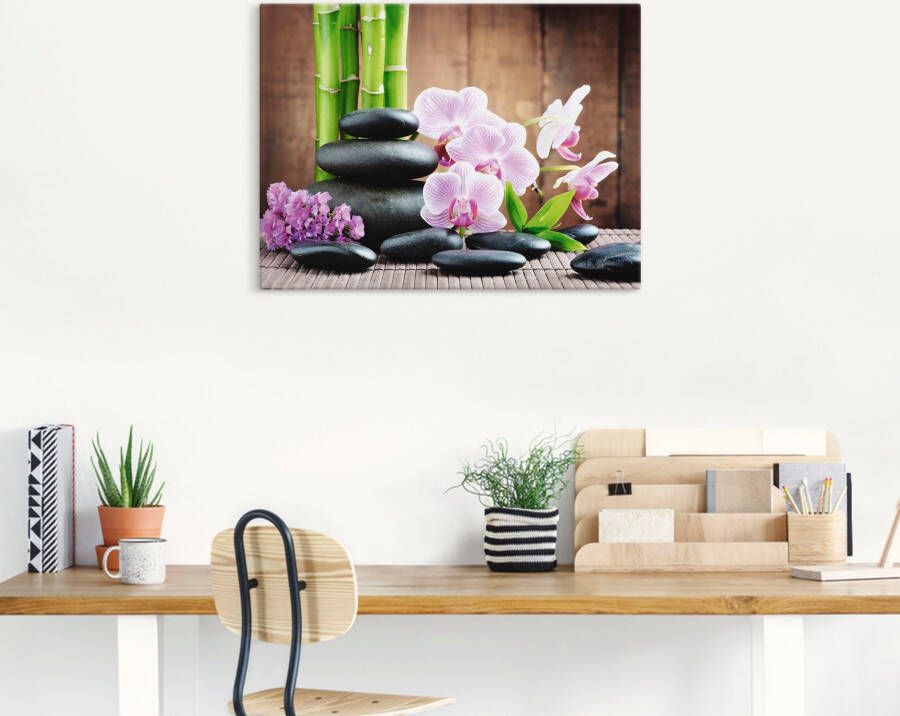 Artland Artprint Spa concept zen stenen orchideeën als artprint op linnen poster muursticker in verschillende maten