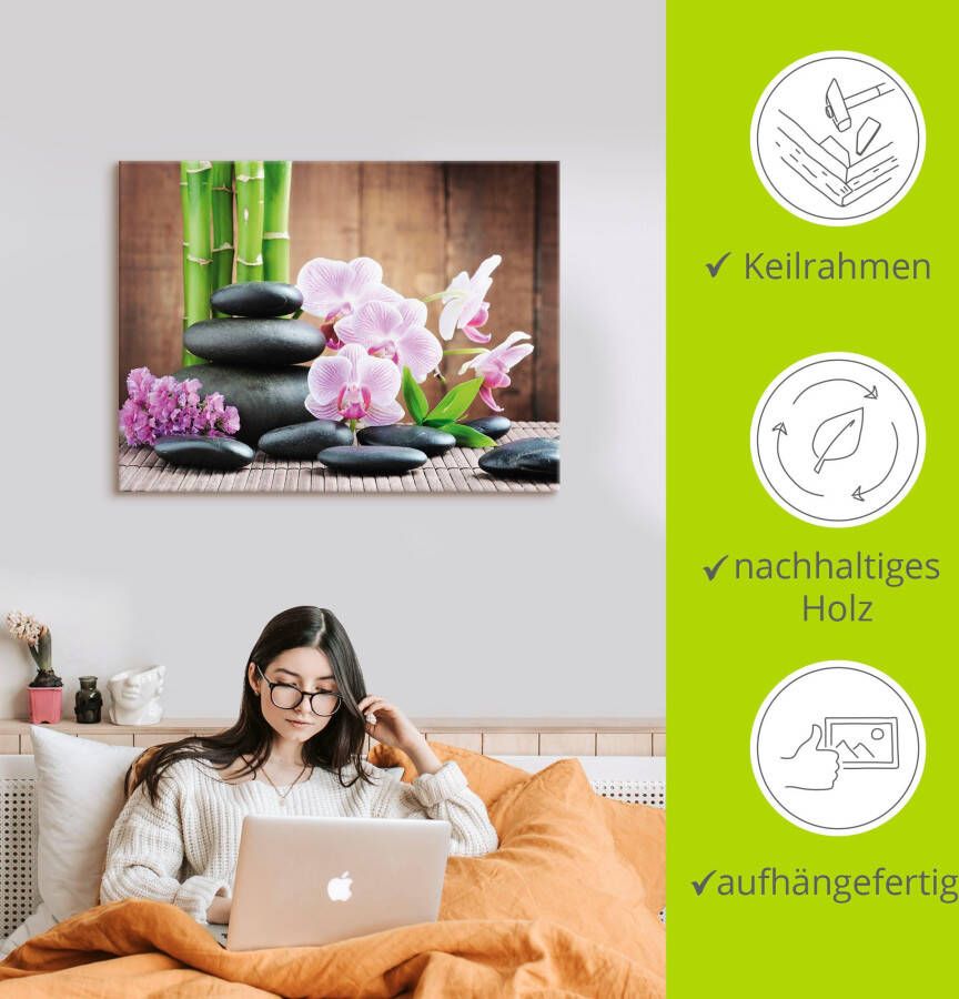 Artland Artprint Spa concept zen stenen orchideeën als artprint op linnen poster muursticker in verschillende maten