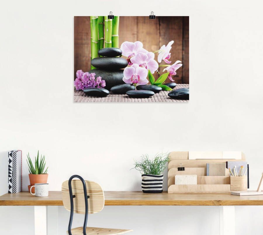 Artland Artprint Spa concept zen stenen orchideeën als artprint op linnen poster muursticker in verschillende maten