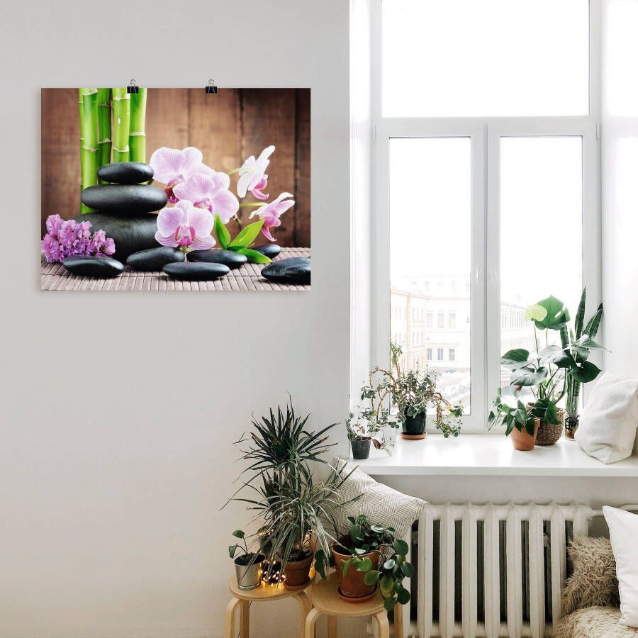 Artland Artprint Spa concept zen stenen orchideeën als artprint op linnen poster muursticker in verschillende maten