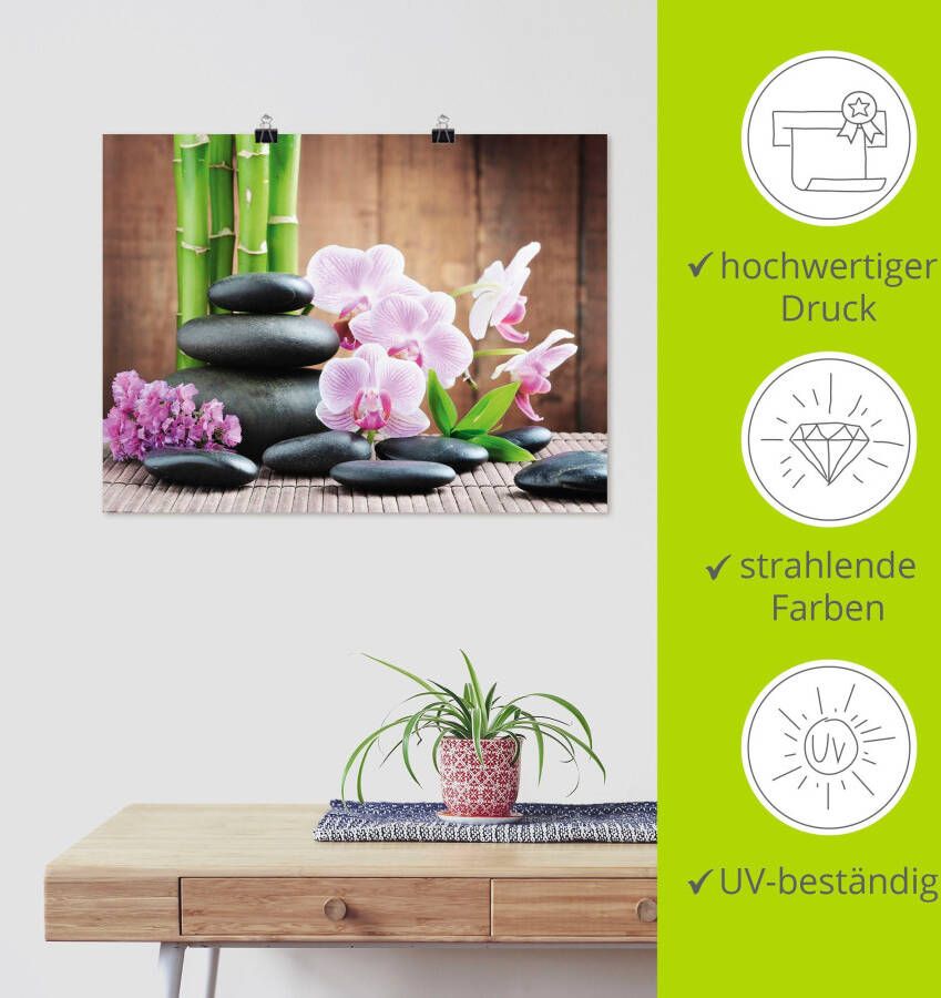 Artland Artprint Spa concept zen stenen orchideeën als artprint op linnen poster muursticker in verschillende maten