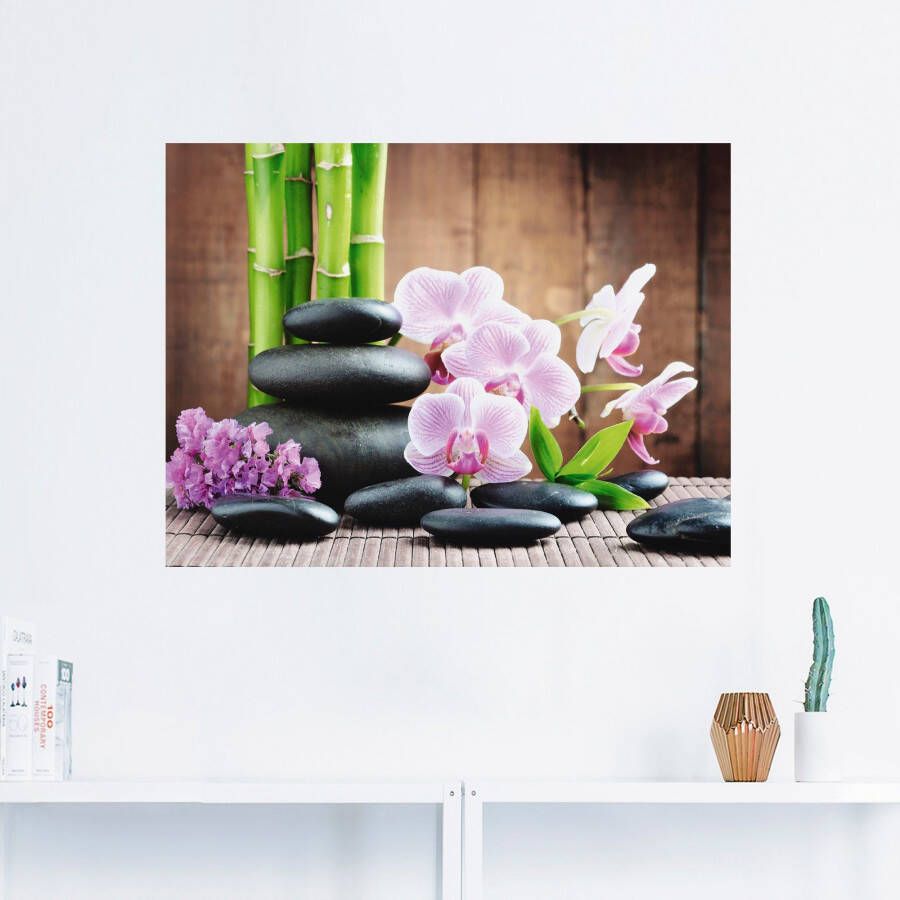 Artland Artprint Spa concept zen stenen orchideeën als artprint op linnen poster muursticker in verschillende maten