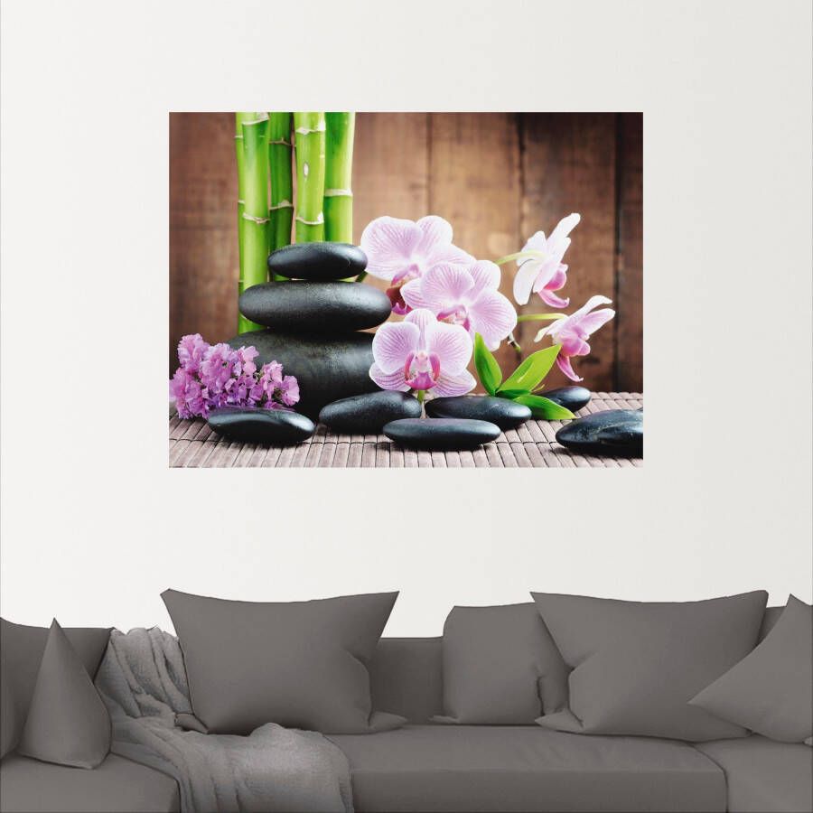 Artland Artprint Spa concept zen stenen orchideeën als artprint op linnen poster muursticker in verschillende maten