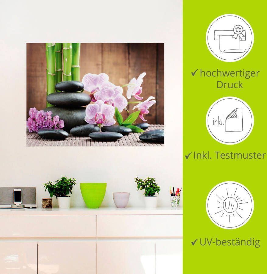 Artland Artprint Spa concept zen stenen orchideeën als artprint op linnen poster muursticker in verschillende maten