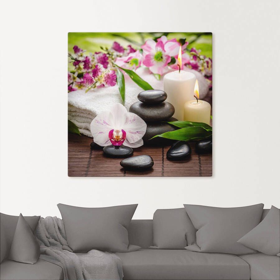 Artland Artprint Spa orchideeën bamboe kaars als artprint van aluminium artprint voor buiten artprint op linnen poster muursticker