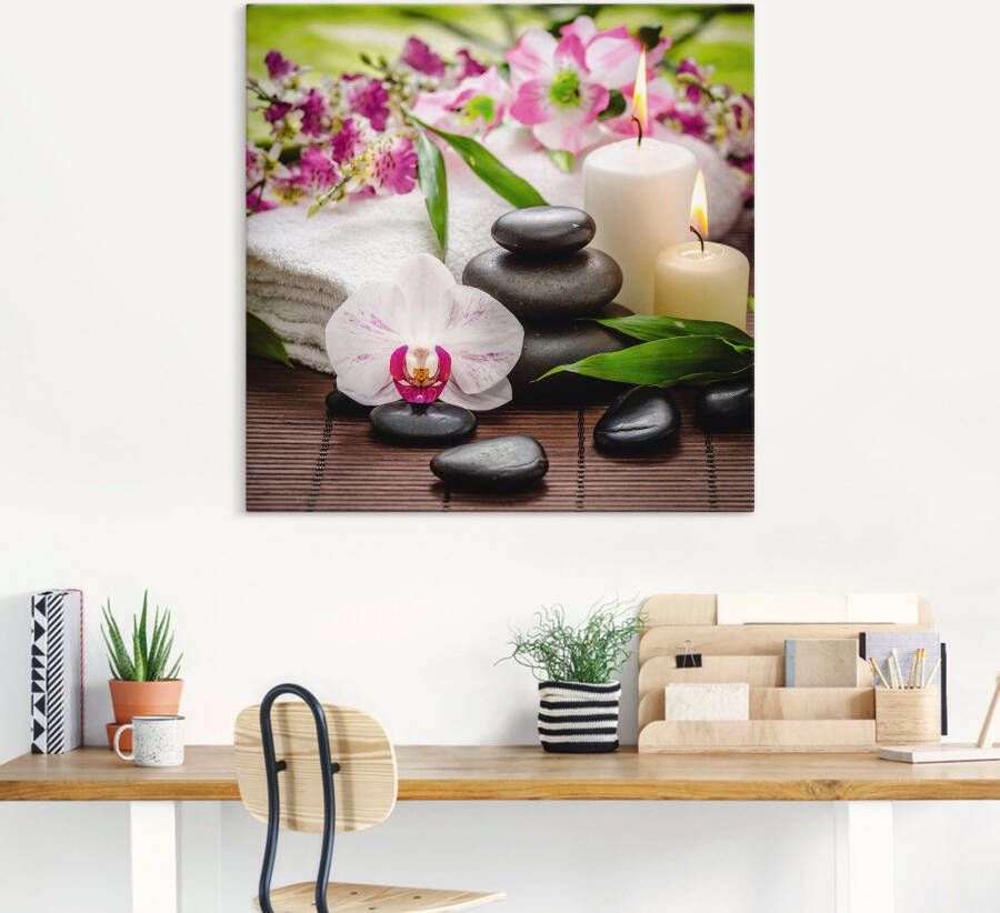 Artland Artprint Spa orchideeën bamboe kaars als artprint van aluminium artprint voor buiten artprint op linnen poster muursticker