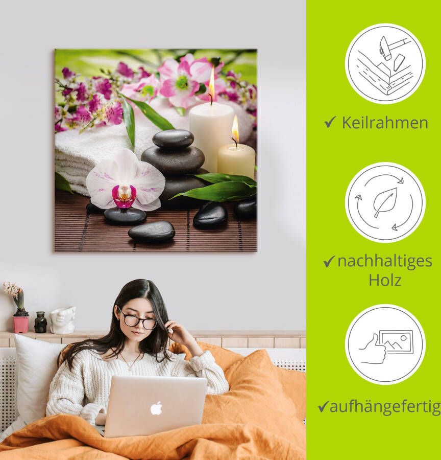 Artland Artprint Spa orchideeën bamboe kaars als artprint van aluminium artprint voor buiten artprint op linnen poster muursticker