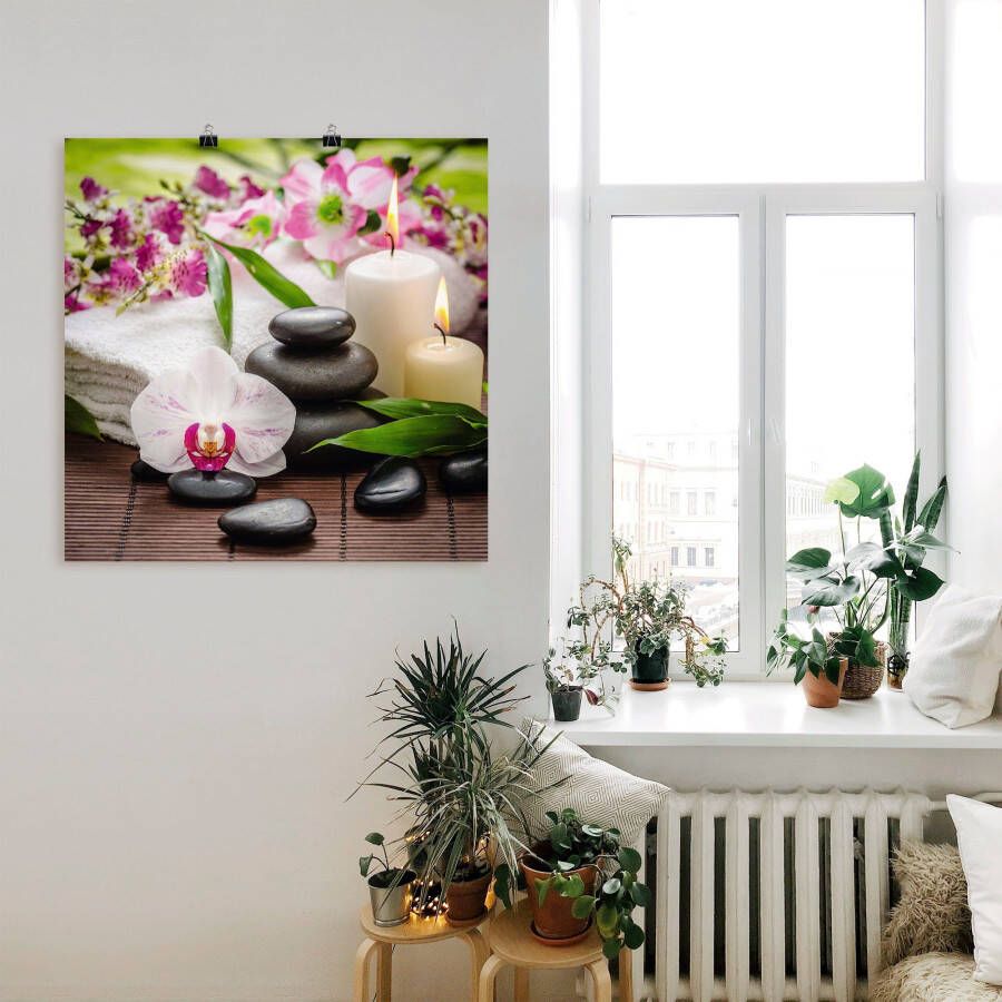 Artland Artprint Spa orchideeën bamboe kaars als artprint van aluminium artprint voor buiten artprint op linnen poster muursticker