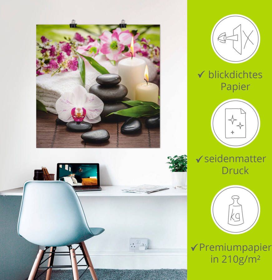 Artland Artprint Spa orchideeën bamboe kaars als artprint van aluminium artprint voor buiten artprint op linnen poster muursticker