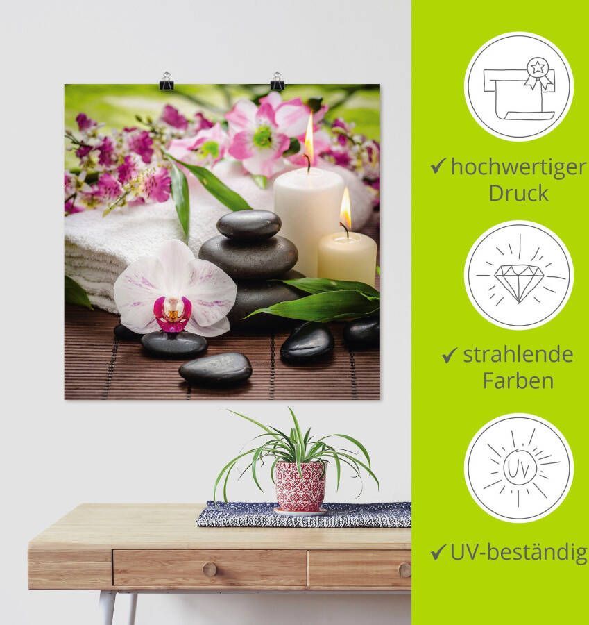 Artland Artprint Spa orchideeën bamboe kaars als artprint van aluminium artprint voor buiten artprint op linnen poster muursticker