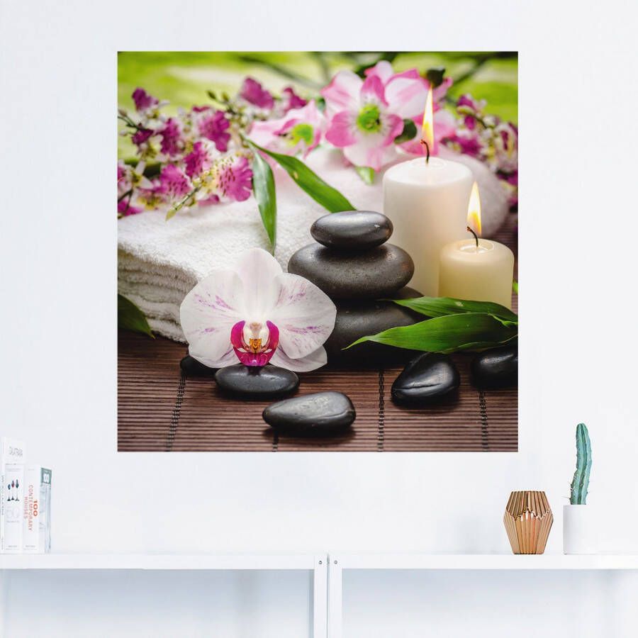 Artland Artprint Spa orchideeën bamboe kaars als artprint van aluminium artprint voor buiten artprint op linnen poster muursticker