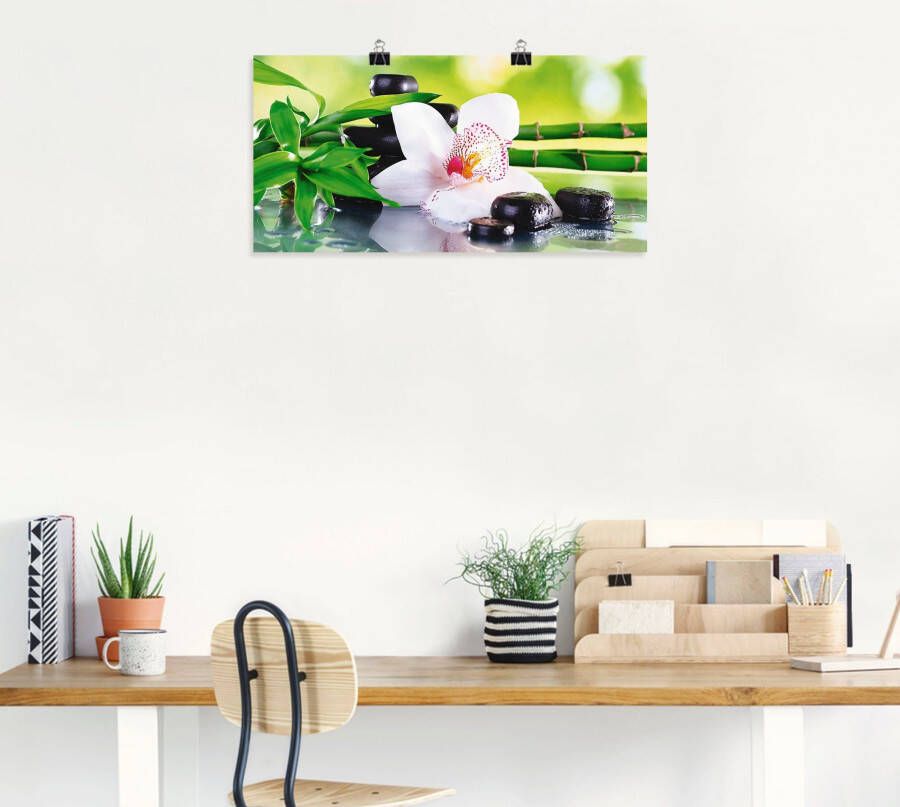 Artland Artprint Spa stenen bamboe takjes orchidee als artprint van aluminium artprint voor buiten artprint op linnen poster muursticker