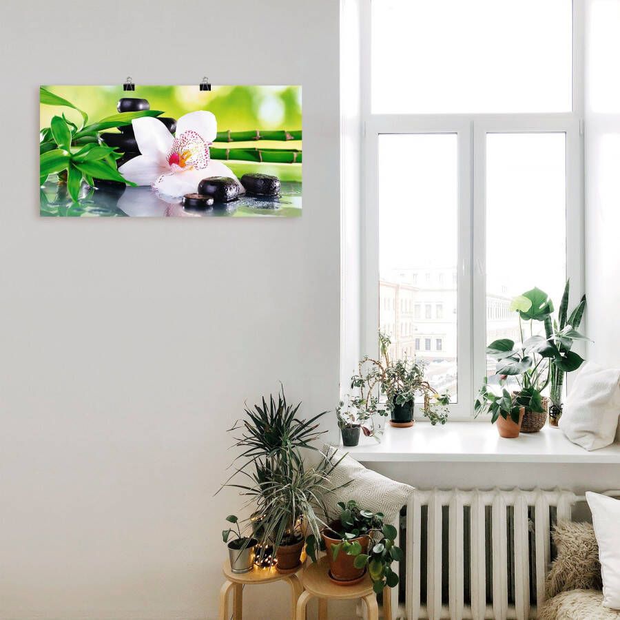 Artland Artprint Spa stenen bamboe takjes orchidee als artprint van aluminium artprint voor buiten artprint op linnen poster muursticker