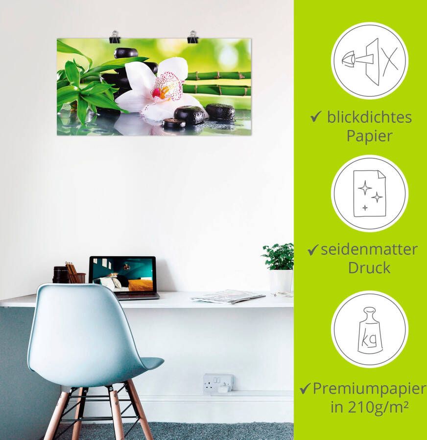 Artland Artprint Spa stenen bamboe takjes orchidee als artprint van aluminium artprint voor buiten artprint op linnen poster muursticker