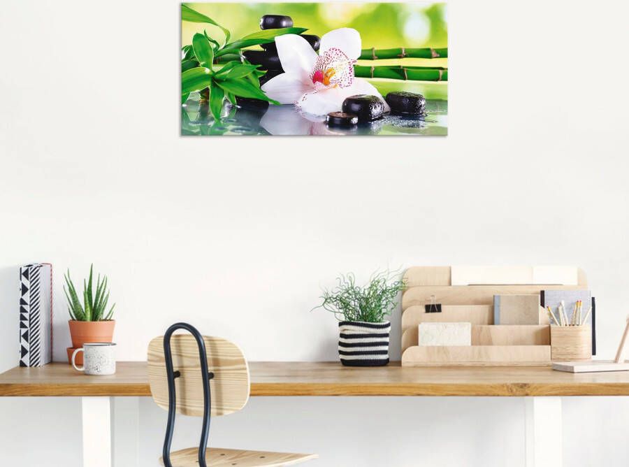 Artland Artprint Spa stenen bamboe takjes orchidee als artprint van aluminium artprint voor buiten artprint op linnen poster muursticker