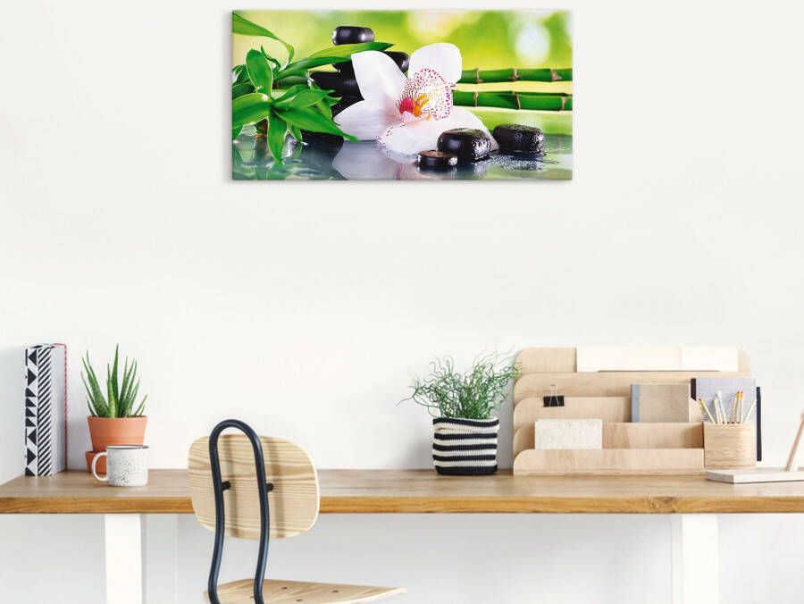 Artland Artprint Spa stenen bamboe takjes orchidee als artprint van aluminium artprint voor buiten artprint op linnen poster muursticker