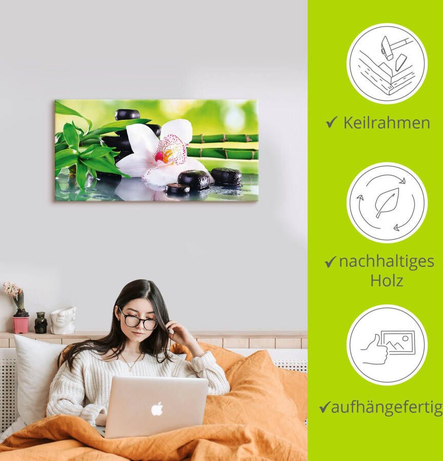 Artland Artprint Spa stenen bamboe takjes orchidee als artprint van aluminium artprint voor buiten artprint op linnen poster muursticker