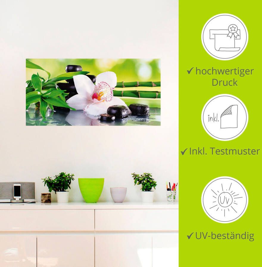 Artland Artprint Spa stenen bamboe takjes orchidee als artprint van aluminium artprint voor buiten artprint op linnen poster muursticker