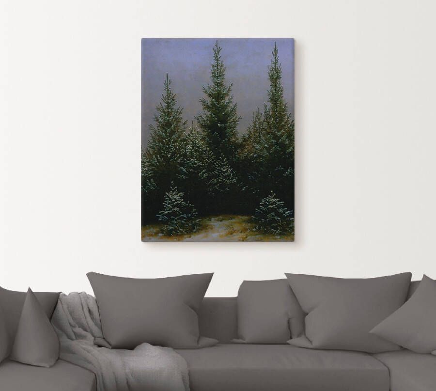 Artland Artprint Sparrenbossen in de sneeuw Dresdener Heide als artprint van aluminium artprint op linnen muursticker of poster in verschillende maten