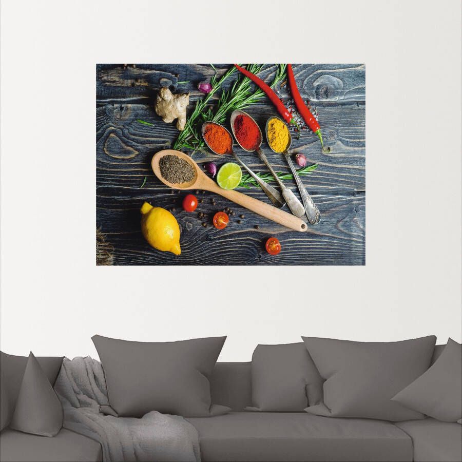 Artland Artprint Specerijen op metalen lepels als artprint van aluminium artprint voor buiten artprint op linnen poster muursticker