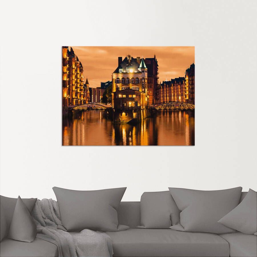 Artland Artprint Speicherstadt in Hamburg als artprint van aluminium artprint voor buiten artprint op linnen in verschillende maten