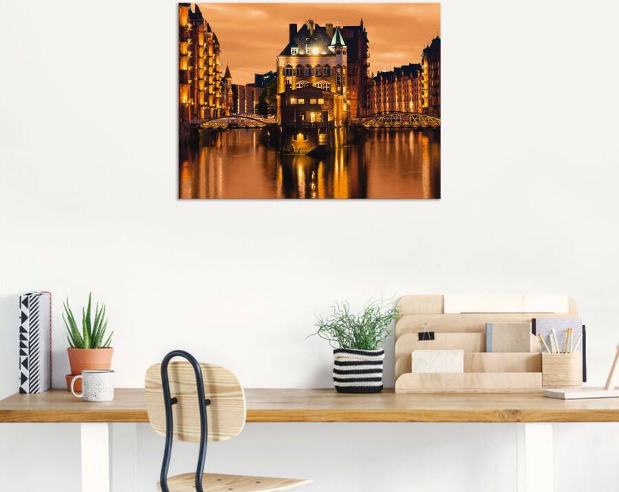 Artland Artprint Speicherstadt in Hamburg als artprint van aluminium artprint voor buiten artprint op linnen in verschillende maten