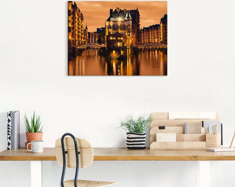 Artland Artprint Speicherstadt in Hamburg als artprint van aluminium artprint voor buiten artprint op linnen in verschillende maten