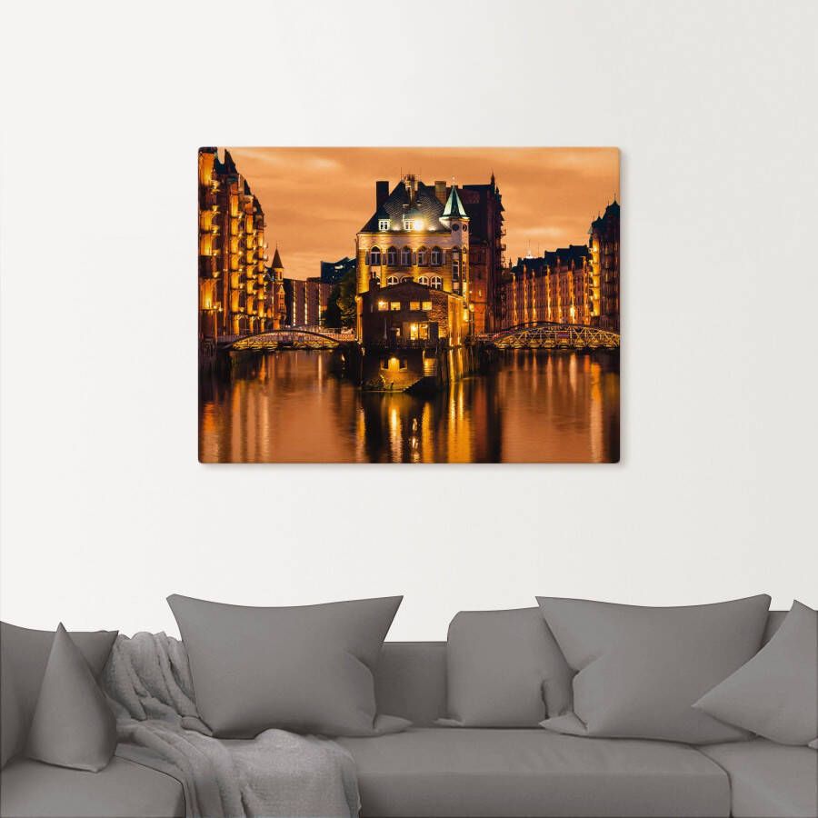 Artland Artprint Speicherstadt in Hamburg als artprint van aluminium artprint voor buiten artprint op linnen in verschillende maten