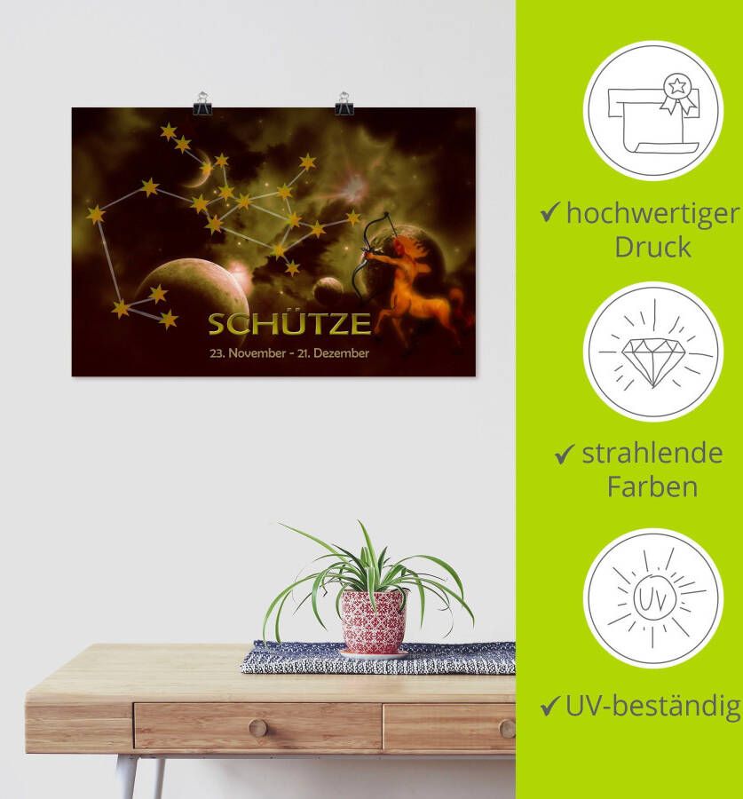 Artland Artprint Sterrenbeeld boogschutter als artprint van aluminium artprint voor buiten poster in diverse formaten