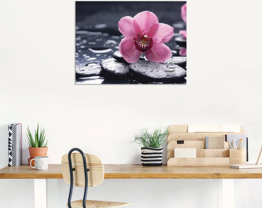 Artland Artprint Stilleven met kiezel en een orchidee als artprint van aluminium artprint voor buiten artprint op linnen poster muursticker