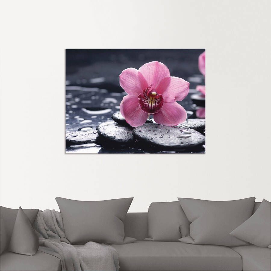 Artland Artprint Stilleven met kiezel en een orchidee als artprint van aluminium artprint voor buiten artprint op linnen poster muursticker