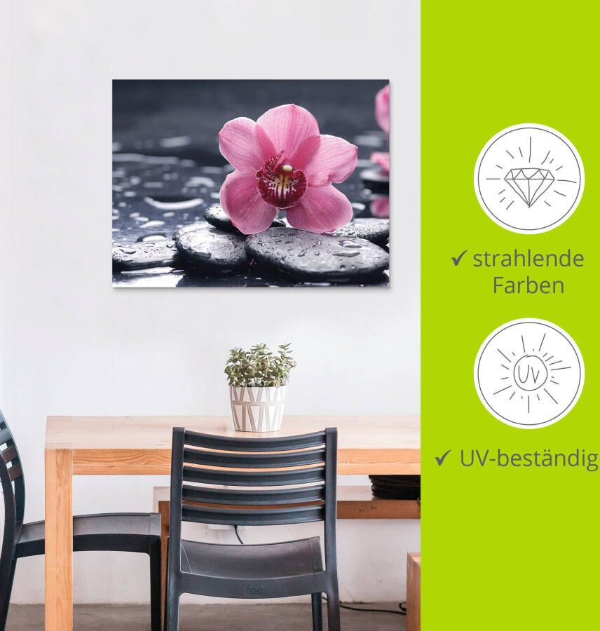 Artland Artprint Stilleven met kiezel en een orchidee als artprint van aluminium artprint voor buiten artprint op linnen poster muursticker